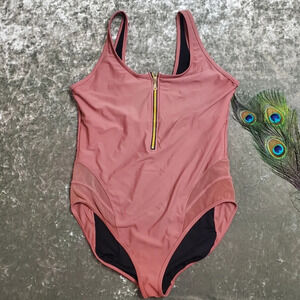 Swimsuits For All Half Front Zip One-Piece Swimsuit